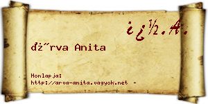 Árva Anita névjegykártya