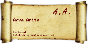 Árva Anita névjegykártya